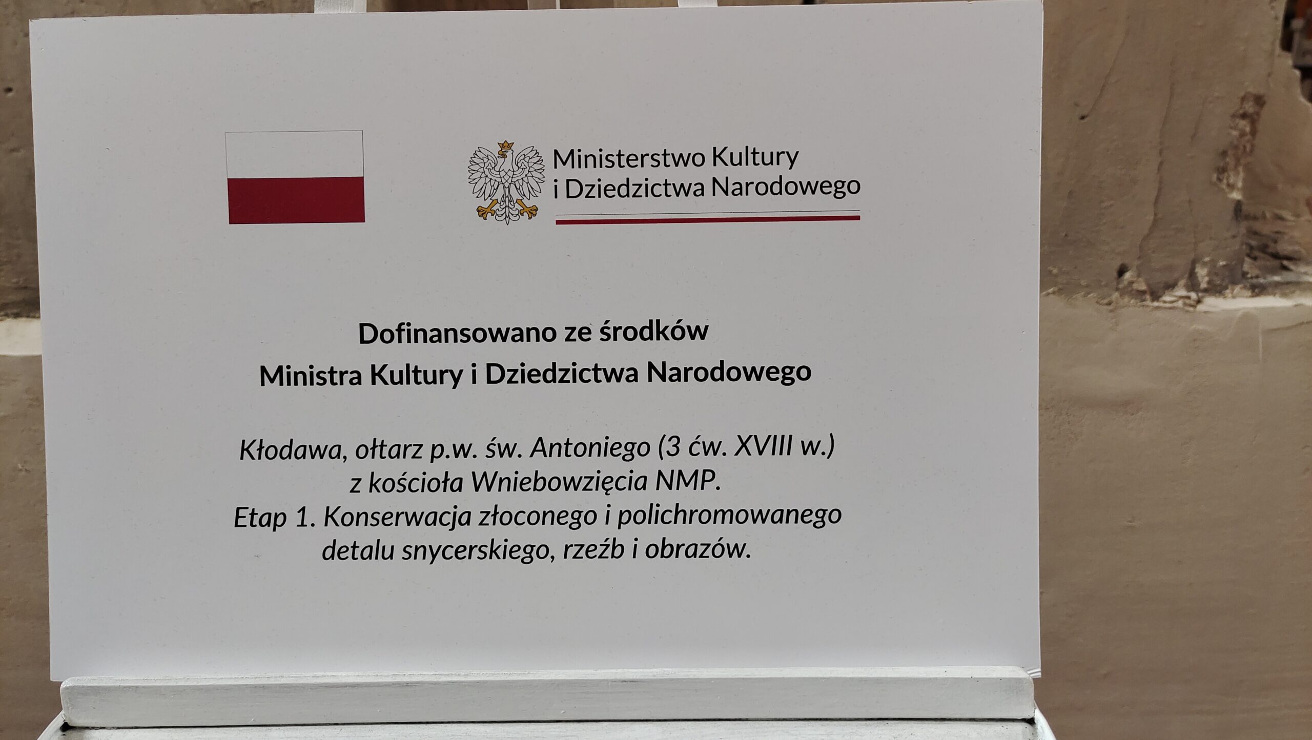 Konserwacja ołtarza św. Antoniego dzięki dofinansowaniu ze środków MKiDN